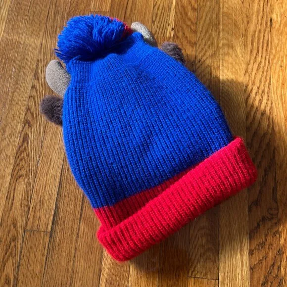Buffalo Bills Plushie Furry Buffalo Horns Knit Realistic Designs 80s Beanie Hat